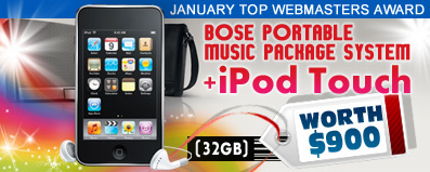 BOSE PORTABLE MUSIC PACKAGE SYSTEM + IPOD TOUCH