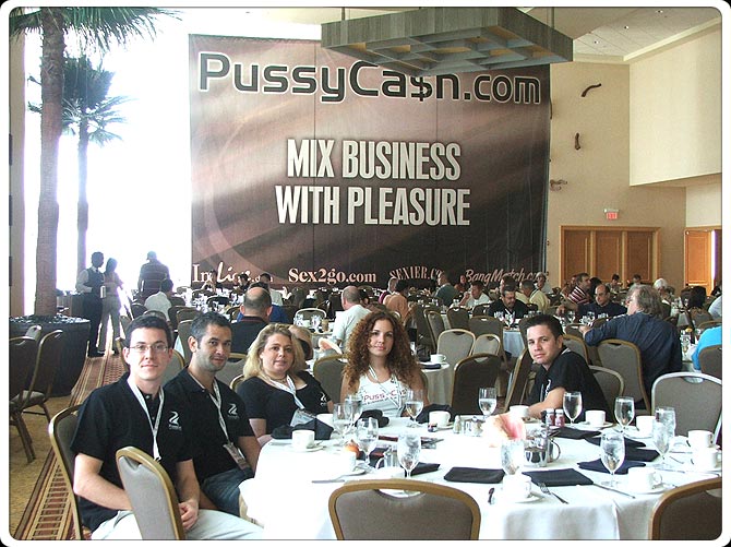 The PussyCash team chows down before a big day of slinging the best Affiliate Program at the Miami show